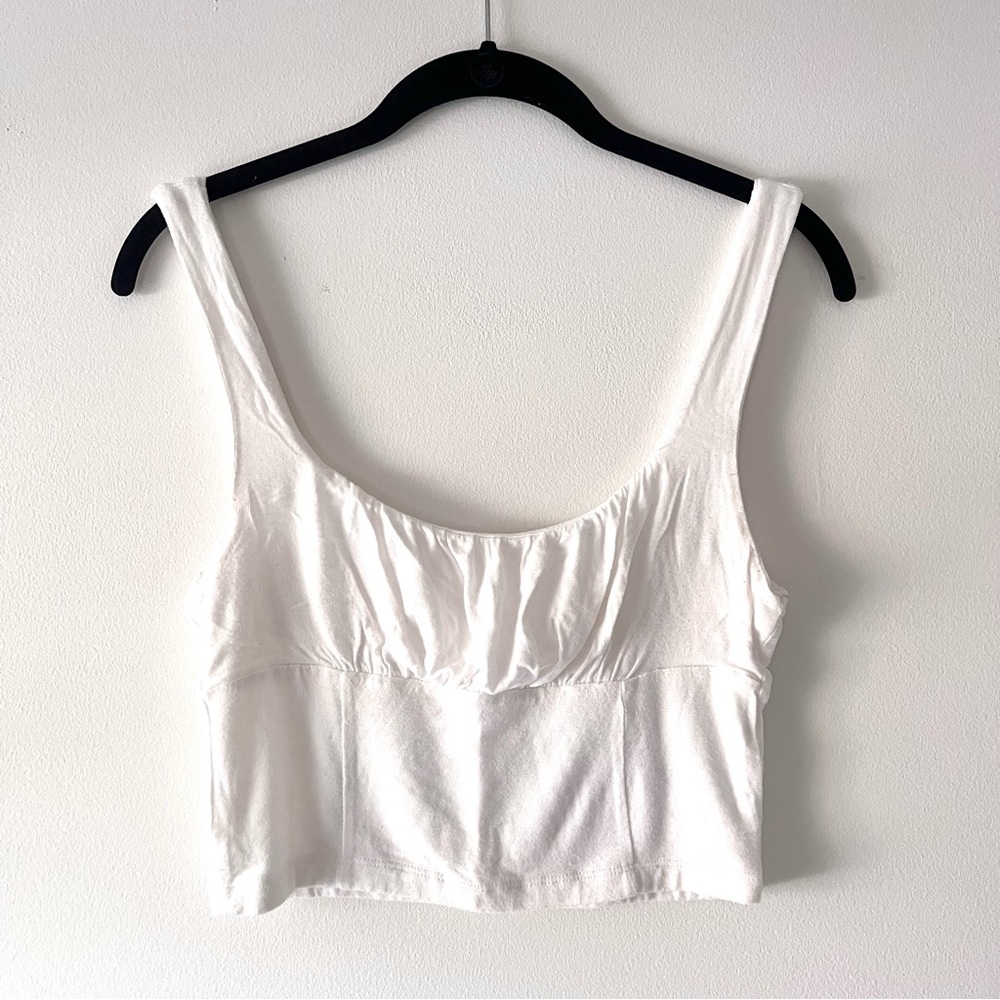 Altar’d State Cropped Tank Top White Square Neck Bustier Corset